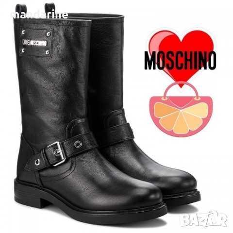 LOVE MOSCHINO 🍊 Оригинални дамски ботуши от естествена кожа № 40 нови с кутия, снимка 1 - Дамски ботуши - 27116518
