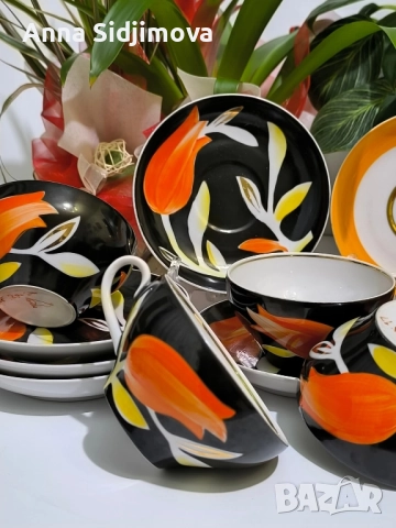 Руски порцелан чаши за чай Дулево , снимка 3 - Чаши - 52161901