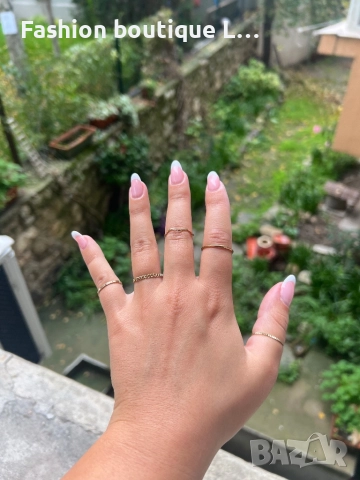 Комплект от 5 броя златни тънки пръстена с различни ширини за различни места ❤️, снимка 6 - Пръстени - 52378029