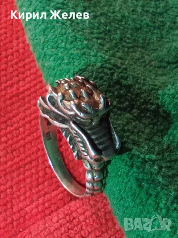 ЕФЕКТЕН ФИГУРАЛЕН СРЕБЪРЕН ПРЪСТЕН ДРАКОН СРЕБРО 925 ХУДОЖЕСТВЕНА РЪЧНА МАЙСТОРСКА ИЗРАБОТКА 49307, снимка 18 - Пръстени - 49246182