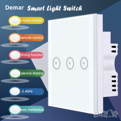 WiFi интелигентен превключвател за стенно осветление съвместим с Alexa, снимка 3 - Други - 41905327