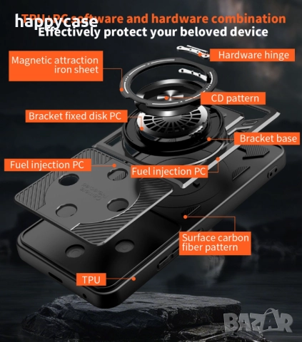 Honor Magic 8 Lite / RUGGED MAGSAFE Удароустойчив кейс калъф гръб с пръстен, снимка 8 - Калъфи, кейсове - 52842582