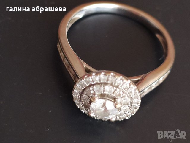 Златен пръстен от бяло злато с диаманти, снимка 6 - Пръстени - 35935383