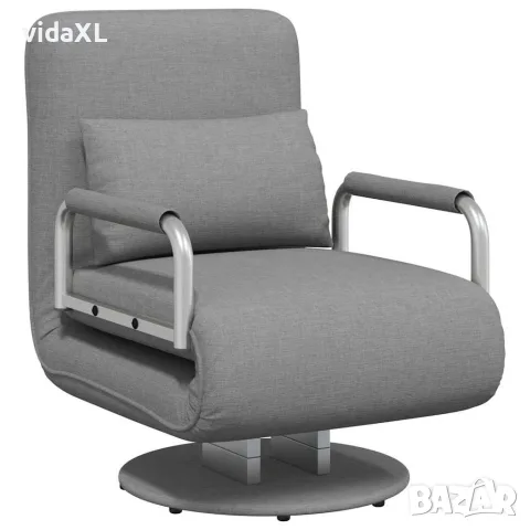 vidaXL Въртящ се разтегателен фотьойл, светлосив, текстил