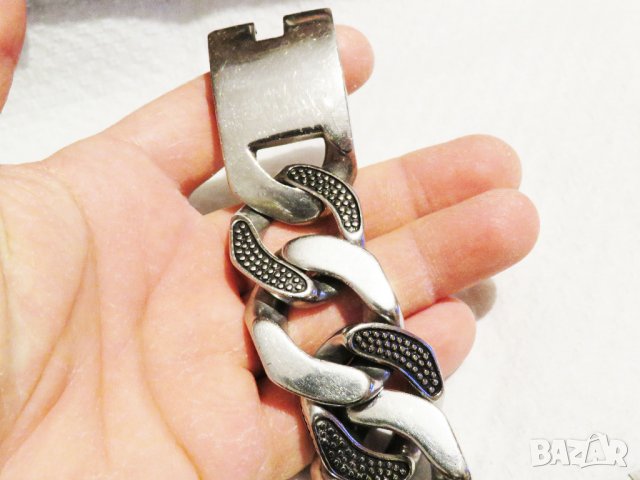 Рокерска гривна, Зверски тежка и солидна  мъжка гривна от медицинска стомана за пичове, снимка 5 - Гривни - 35918699