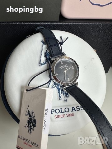 U.S. Polo Assn., Дамски часовник с кожена каишка и циркони, снимка 3 - Дамски - 42460457