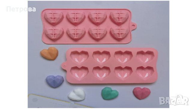 Силиконовa форма – диамантени сърца