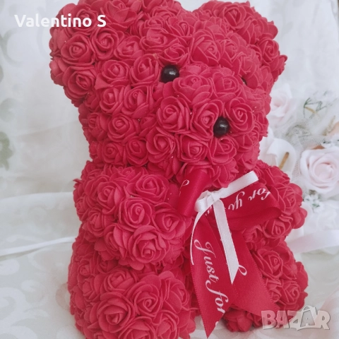 Мече от рози – Перфектният подарък за всеки повод! 🌹🧸, снимка 3 - Изкуствени цветя - 52564960