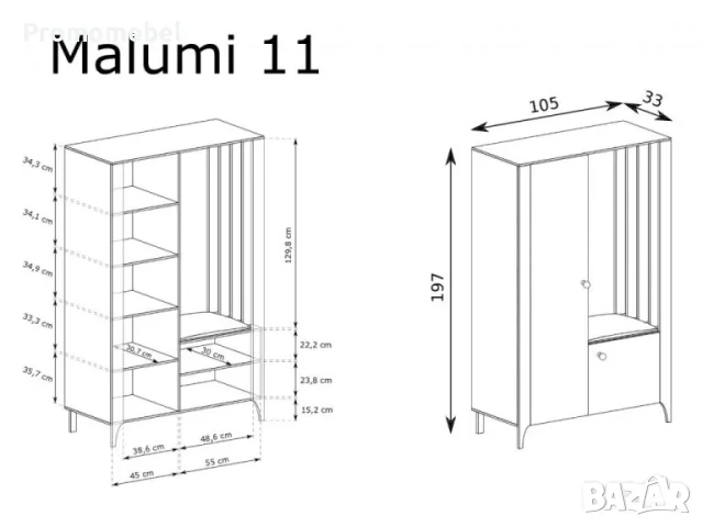 Луксозно черно портманто с 3D принт MALUMI (105х33х197 см) – Промоция!, снимка 2 - Портманта - 55815765