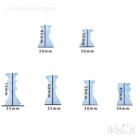 Силиконов молд 3D шахматни фигури 6 бр/к-кт / Шахматна дъска, снимка 2 - Форми - 41210995