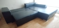 Кожен, ъглов разтегателен диван с лежанка и ракла, снимка 6