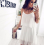 Нова къса бяла рокля шифон, снимка 1 - Рокли - 36351298