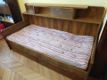 Дървено легло с чекмеджета и витринка, снимка 1