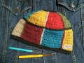 Цветна ръчно плетена дамска мъжка шапка, снимка 1 - Шапки - 39316542