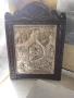 Голяма сребърна икона с дървена рамка дърворезба сертификат, снимка 1