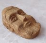 Дървена глава 10 см дърворезба, маска, пано, мъж, снимка 1