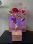 ВИСОКА 40СМ!Златна роза Golden Rose 24k Rainbow, LED Лента, Светеща, Кутия, снимка 3