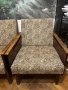 🪑 Два ретро фотьойла от 70-те/80-те години – дървени подлакътници, оригинална дамаска- Ст.Загора, снимка 5