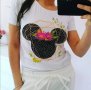 Дамска тениска с щампа на Мики маус с камъни- xs s L, снимка 3