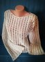 Дамски ръчно плетен на недна кука мрежест пуловер в сиво, снимка 2