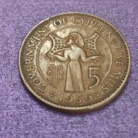 Монета 1956 5 милс Кипър, снимка 3 - Нумизматика и бонистика - 41521097