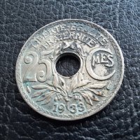Стара монета 25 сантима 1933 г. Франция - топ !, снимка 1 - Нумизматика и бонистика - 42219848