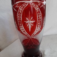 Червен кристал ваза , снимка 4 - Вази - 39094683