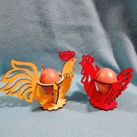 Великденска украса - поставка за яйце петел, кокошка, снимка 1 - Други - 39899324