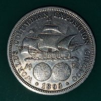 Половин халф долар 1893 Колумбова експедиция САЩ сребро, снимка 2 - Нумизматика и бонистика - 44343253