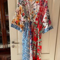 Дълга нова памук памучна елегантна ежедневна рокля тип кимоно широк ръкав флорален принт цветя , снимка 3 - Рокли - 41659723