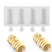 4 малки ескимо маршмелоу сладолед Popsicle Попсикъл молд силиконова форма калъп за направа десерти, снимка 1 - Форми - 36352284
