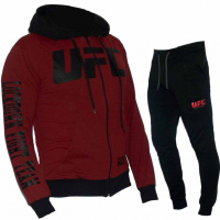 Спортен екип UFC 1648, бордо, памук и ликра, с качулка, снимка 1 - Спортни дрехи, екипи - 36146788