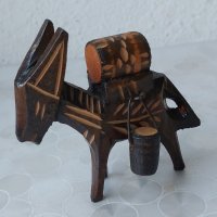 стара дървена фигура дърворезба дървено магаре с буре, снимка 6 - Статуетки - 28884142