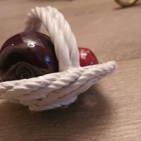Кошничка с порцеланови плодове, ръчна изработка, Италия., снимка 5 - Сервизи - 36007018