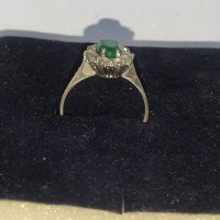 Сребърен пръстен с зелен камък, снимка 4 - Пръстени - 38734448