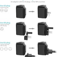 Syncwire USB стенно зарядно щепсел за пътуване - 34W/6.8A 4-портово бързо зарядно устройство с US UK, снимка 8 - Оригинални зарядни - 41557457