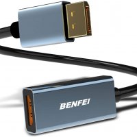Benfei DisplayPort към HDMI порт, позлатен DP Display Port към HDMI адаптер, снимка 1 - Кабели и адаптери - 35828896
