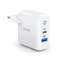Зарядно за телефон Anker PowerPort PD+2, 33W зарядно с 18W PD и 15W PowerIQ, бял, снимка 1 - Резервни части за телефони - 36099098