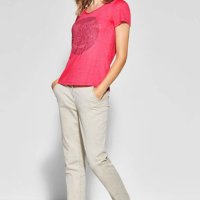 Розова тениска с имотикон от сребристи кабсички , снимка 1 - Тениски - 40380660