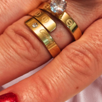 Модерен дамски пръстен тип халка от неръждаема стомана с цирконий Casablanca, снимка 1 - Пръстени - 44621535
