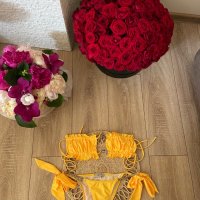 Нов секси жълт бански костюм сет от две части горнище и долнище комплект , снимка 2 - Бански костюми - 41044595