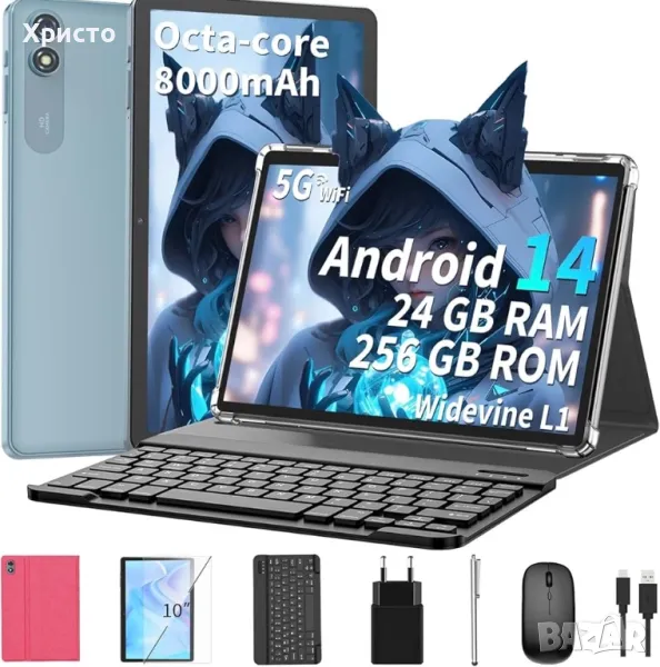 НОВ!!! Таблет QDDQ T901 – 10.1”, 12GB RAM, 256GB, Android 13 + ПОДАРЪЦИ, снимка 1