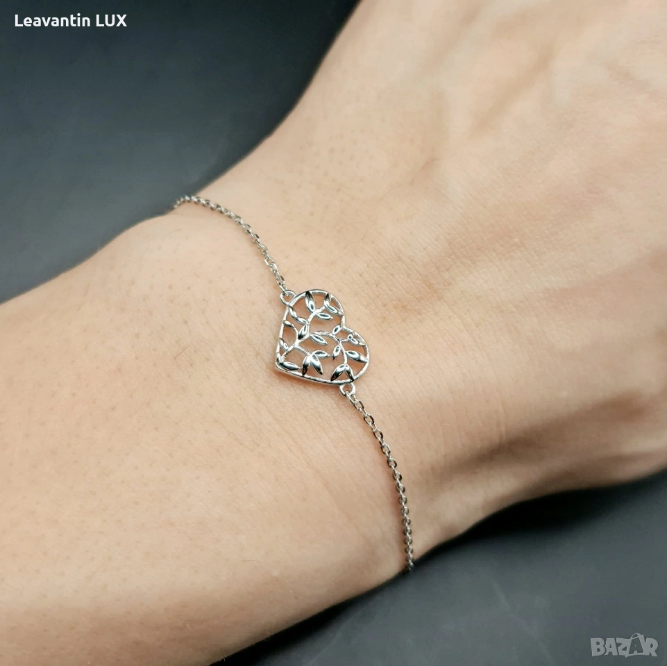 Сребърна гривна Сърце , снимка 1