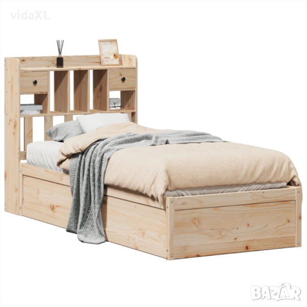 vidaXL Рамка за легло без матрак, 90x200 см, масивна чамова дървесина（SKU:3323503）, снимка 1