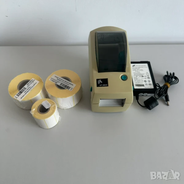 Принтер за цени ЛВ/EURO Zebra LP2824 LAN + Етикети, снимка 1