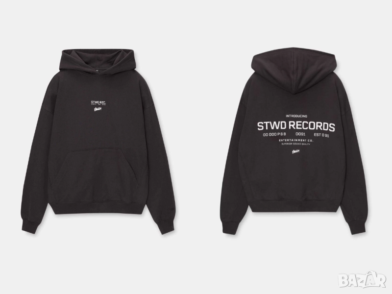 Мъжки суитшърт с надписи Pull&Bear, 65% памук, 35% полиестер, Черен, XL, снимка 1