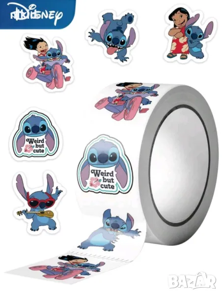 100 бр Стич Stitch и Нала малки самозалепващи лепенки стикери за ръчна изработка за подарък , снимка 1