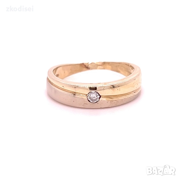 Златен дамски пръстен с брилянт 3,80гр. размер:58 14кр. проба:585 модел:34713-5, снимка 1