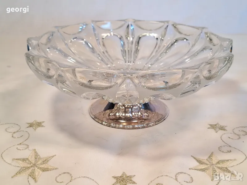 кристална фруктиера с посребрен пиедестал 7/3, снимка 1