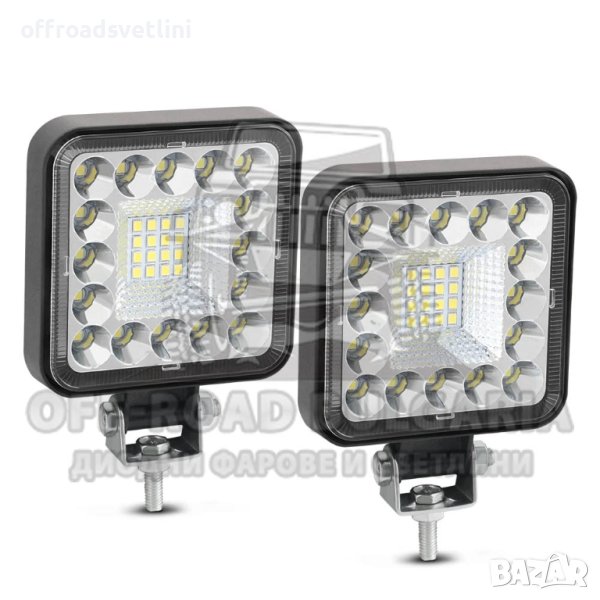 2 БРОЯ COMBO 96W Квадратни диодни фарове за джипове и мотокари, снимка 1